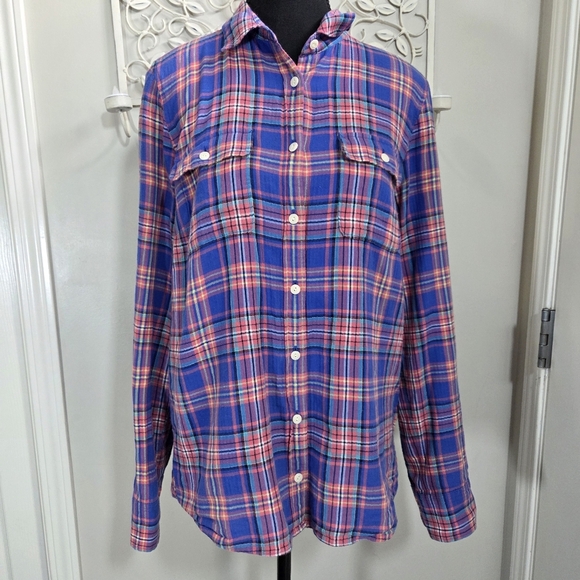 J. Crew Men's Blue Plaid Shirt Size 8 - Picture 1 of 5